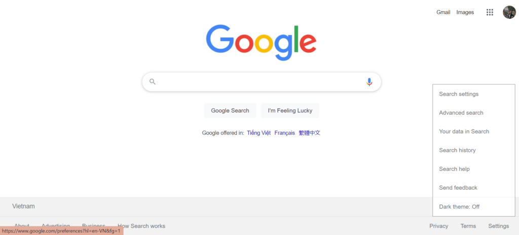 Change region on Google